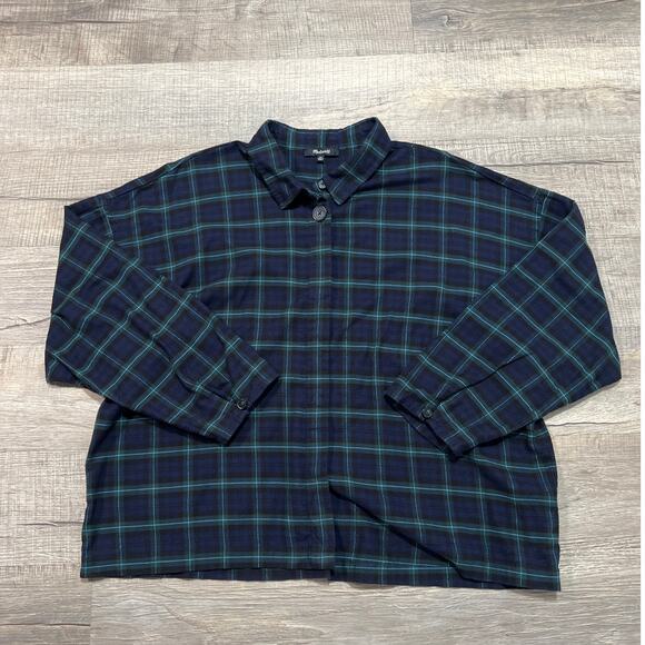 Madewell Flannel Bromley Button Up Shirt in Bryanston Plaid Womens Size XL Top - Picture 1 of 7